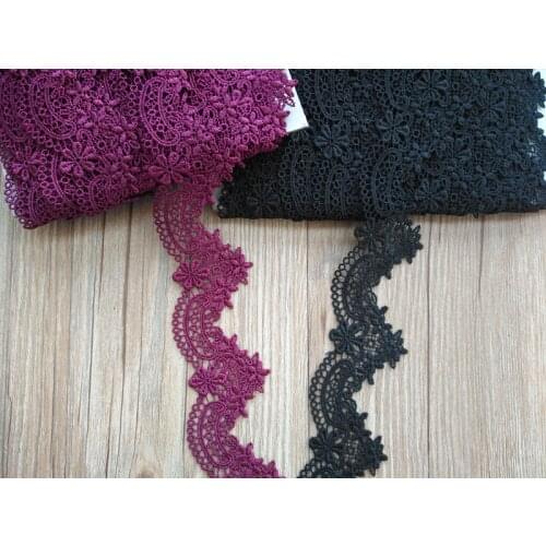 3Yards 4.2cm Width Wine Red/Black Venise Lace Trim Embroidery Lace Ribbon DIY Sewing Trimming Accessory for Needlework LSHB1005