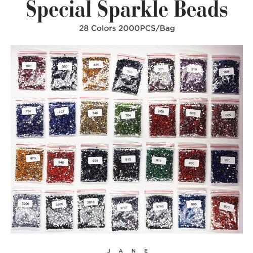Diamond Painting Special Sparkle Beads Crystal Diamonds Set 28 Colors 1 Pack Per Color 2000Pcs/Bag 28 Packs In Total