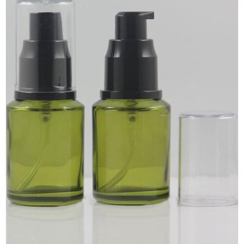 Free shipping just send to Thailand , 200pcs 30ml olive green Glass lotion bottle with black plastic lotion pump