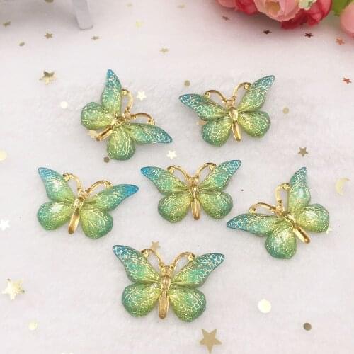 Shiny Colorful Butterfly Flat Back Rhinestone Appliques 50pcs DIY 1 Hole Bead Wedding Decoration Home Craft Christmas Gift W756