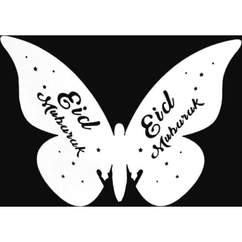 50 Pcs Eid Mubarak Butterfly Wine Glass Name Place Card DIY Party Cards Table Mark Birthday Wedding Party Bar Decor Party Gift
