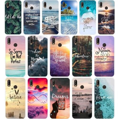 366FG Travel mountain sea beach quotes Soft Silicone Tpu Cover Case for huawei Mate P20 P30 Llte Pro Y6 Y7 2019