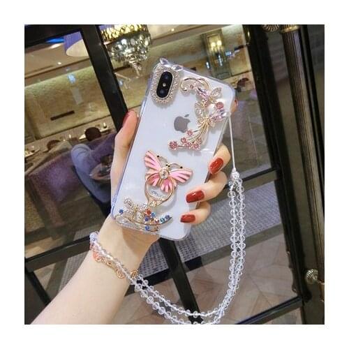 Luxury Butterfly Bling Diamond Flower Gem Ring Holder Stand Case Cover For SamsungA3 A5 A7 2017 A9 A8 A6 PLUS A50 A70 A80 A51 A7