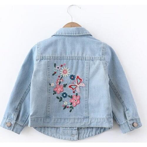 LILIGIRL Long-Sleeve Kids Denim Jackets for Girls Baby Embroidered Coat Clothes 2-8Y 2019 Children Spring Fashion Outwear New