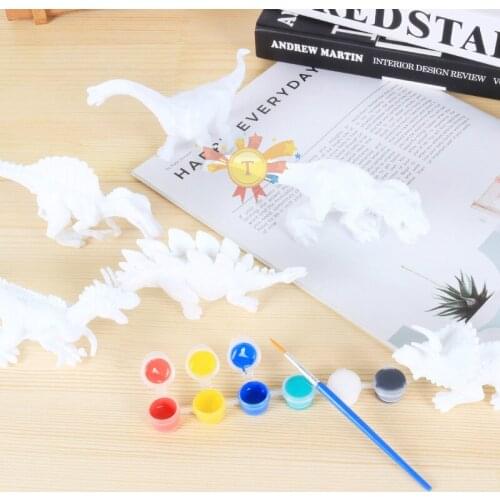Children DIY toys Dinosaur Shape Doodle Enamel Painted Dolls Do Not Fall Bad DIY Graffiti Painting toys for birthday gifts
