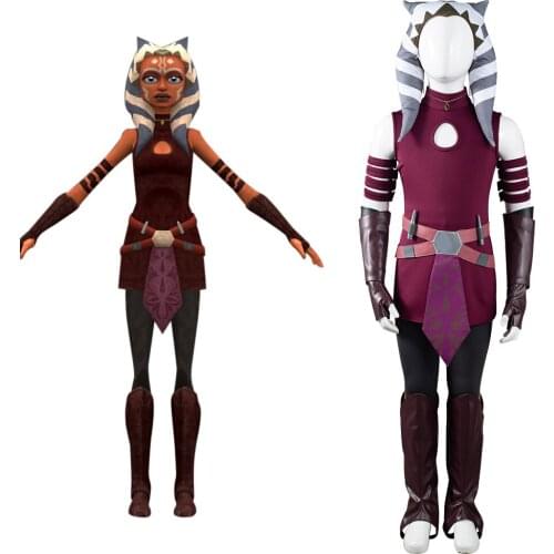 The Clone Wars Ahsoka Tano Cosplay Costume Outfits Kids Children Halloween Carnival Suit