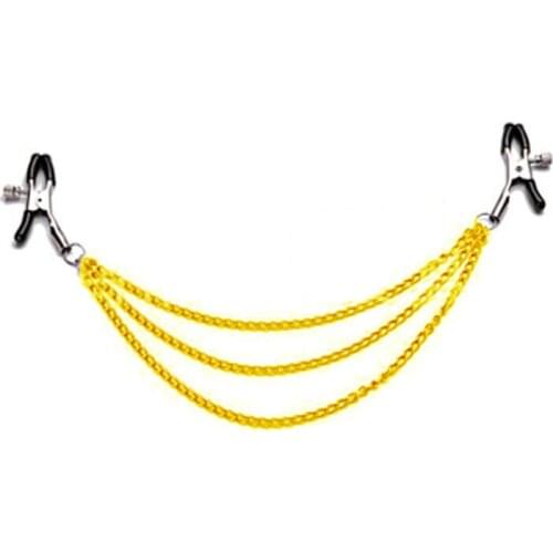 Flirting golden chain Metal nipple clamps stimulate papilla clip female breast clip massage Adult Game sex toys