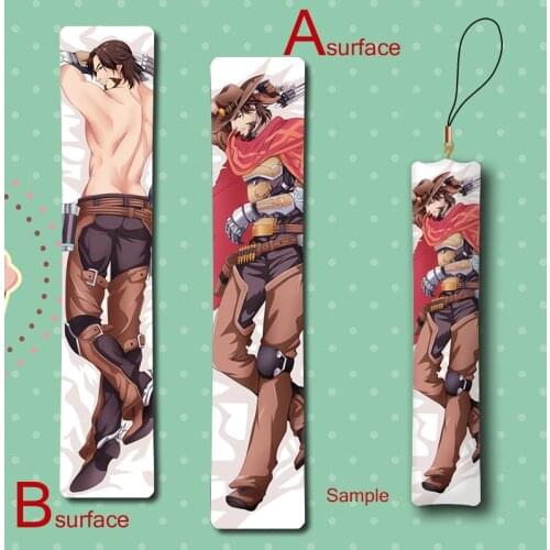 Hot Game Jesse Mccree Cool Anime Mini Dakimakura Keychain Pillow Hanging Ornament Badge Phone Strap Gift