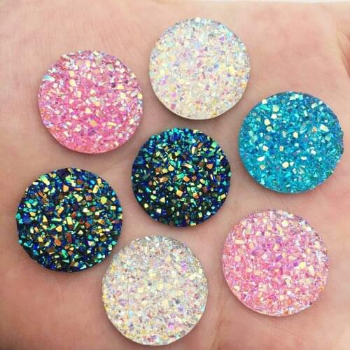 Hot 20pcs AB Resin 20mm Bling Ore Round Crystal Gem Flatback Rhinestone Ornaments DIY Wedding Appliques Craft SG57