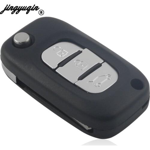 Jingyuqin 10pcs 3 Buttons For Renault Fluence Clio/Megane/Kangoo Buttons Car Key Case Cover Remote Flip Folding Auto Key Shell
