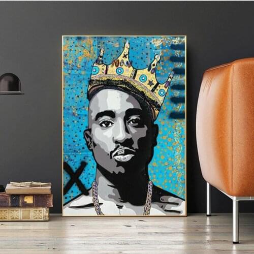 Graffiti Portrait of Big and Tupac Canvas Paintings Posters and Prints 2Pac Hip Hop Rapper Wall Art Canvas Pictures for Home