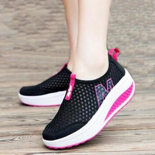 Large Size Summer Platform Womens Sneakers Platform Sports Shoes Women Sport Shoes Running Tennis Black Slimming Boty GMB-1728