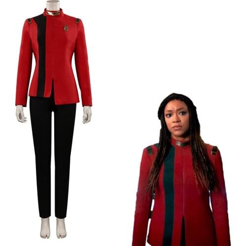 Michael Burnham Cosplay Costume Red Uniform Suit Halloween Carnival Outfits