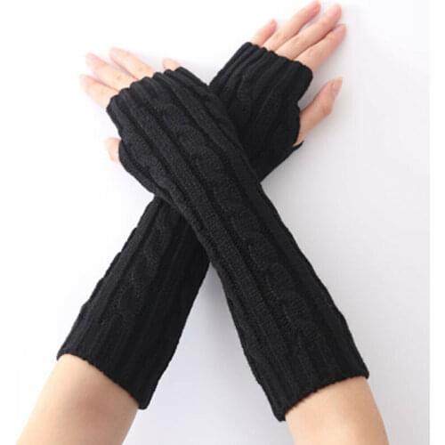 New Cotton Mitten Warm Fingerless Gloves Hand Warmer Winter Girls Arm Crochet Knitting Faux Gloves Female Arm Warmers 5 Colors