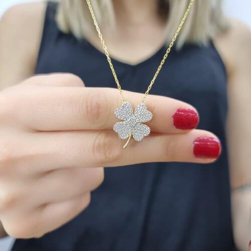 4 Leaf Clover 925 Sterling Silver, Gold, Rose Plated Necklace For Women Girls Handmade Fashion Jewelry Elegant Minimalist
