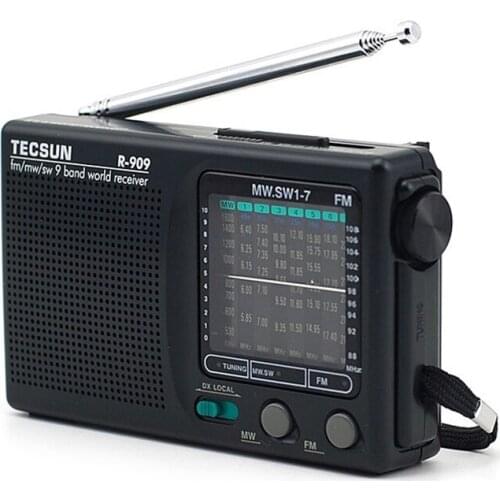 Portable Radio TECSUN R-909 FM / MW / SW / TV Radio Multiband World Band Radio Receiver 87-108MHz