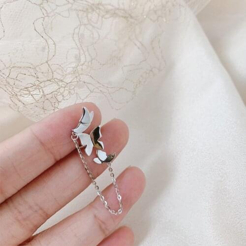 Smooth Chain Butterfly Ear Bone Clip On Earrings for Women Fashion Jewelry Ear Cuffs No Piercing 2021 New