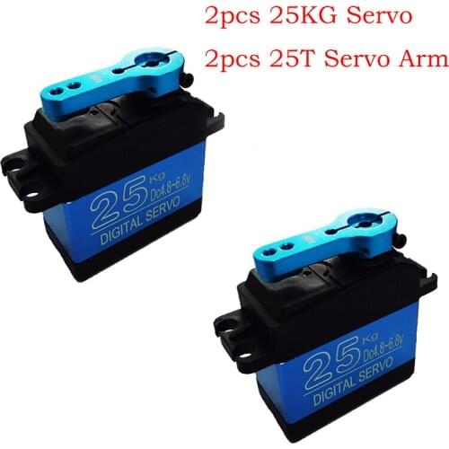 2pcs Free Shipping 25kg Servo Motor Digital Standard Metal Shell Servo for 1/8 1/10 RC Car RC Fishing Boat