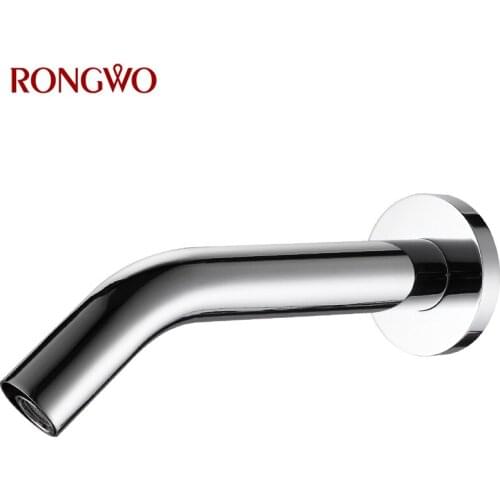 RONGWO Bathroom Basin Faucet Automatic Infrared Sensor Tap Wall Mounted Brass Faucet Cold Hot Water Mixer Tap