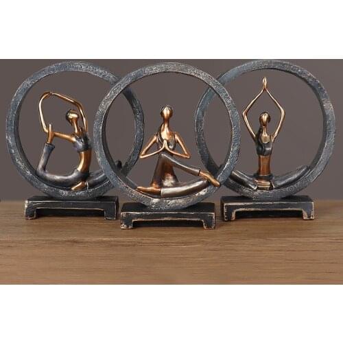 Resin Statue Girl Doing Yoga Decor Wine Statue Craft Wardrobe Bedroom Furniture Miniature Vintage Sculpture Model Gift decor