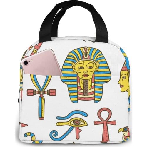Egypt Symbols Gods Lunch Bag Portable Insulated Thermal Cooler Bento Lunch Box Tote Picnic Storage Bag Pouch