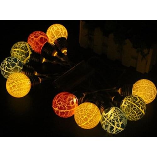 LED String Lights Patio Lights Crack Ball Fairy Garland Lamp 1.5m/3m Round Shape Christmas Halloween Lights Outdoor