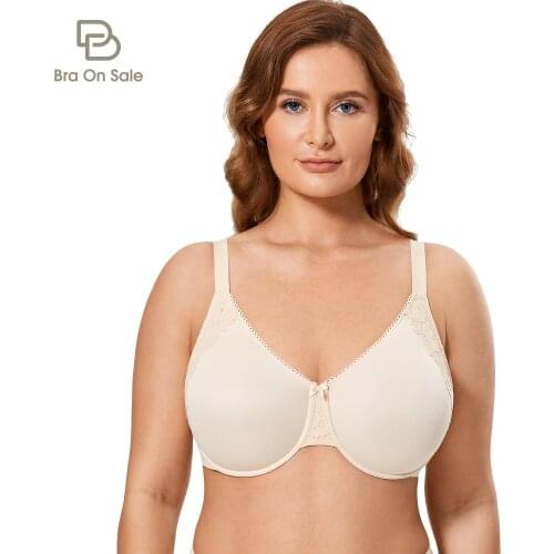 Womens Minimizer Full Coverage Underwire Cotton Non Padded Bra Plus Size