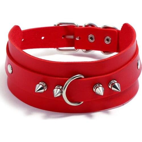 Punk Gothic Sexy Women Choker Necklace Wide Leather Chain Rivets Studded Vintage Round Collar Cosplay Club Party Fashion Jewelry