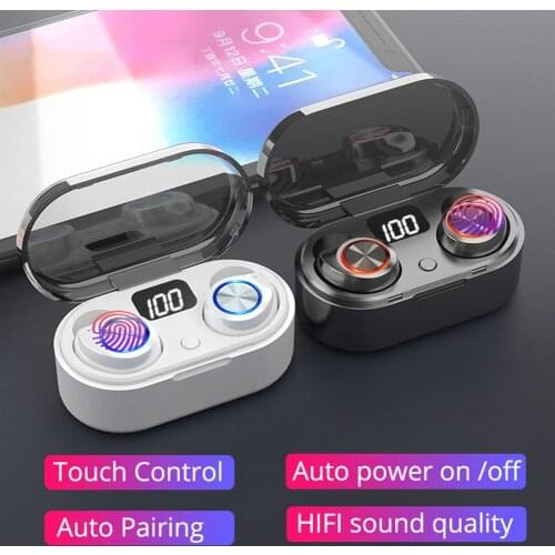 1 Pair TW80 Bluetooth 5.0 Auto Pairing TWS Stereo LED Digital Display In-Ear Wireless Earphones Earbuds with Charging Box
