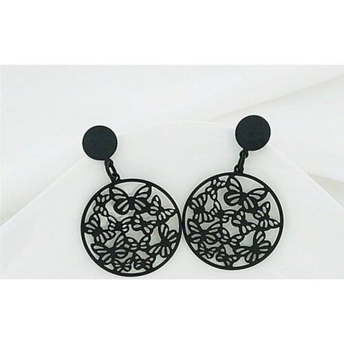 10 pair / lot fashion jewelry accessories black metal butterfly earrings