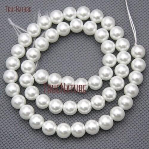 20Strand Wholesale Round Bead Loose Beads White Glass Pearl Loose Beads 8mm BE14967