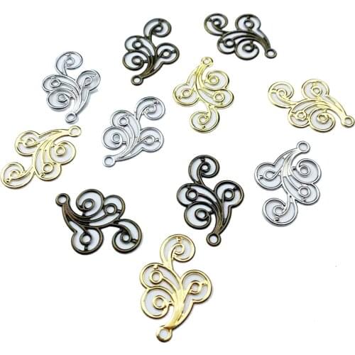 30Pcs Mixed Metal Crafts Connectors Flower Filigree Wraps For DIY Scrapbook Home Decor Embellishments Handicraft 31x21mm