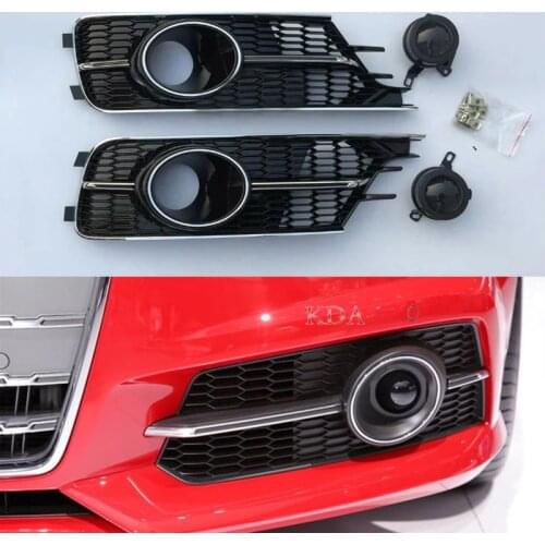 Auto Left Right Front Bumper Fog Light Grill Mesh Cover Racing Grills Set With ACC For Audi A6 C7 2016 2017