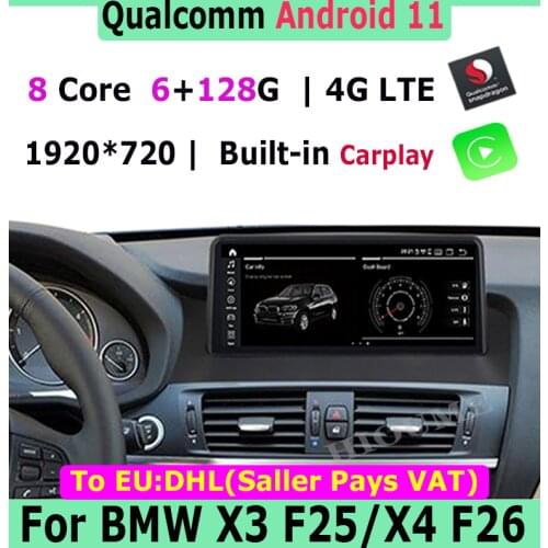 10.25" Android 10 Snapdragon Car Multimedia Player for BMW X3 F25 X4 F26 CIC NBT Headunit GPS Navigation Autoradio Video Stereo