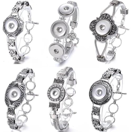 2019 New Snap Button Jewelry Bracelet Metal Snap Button Bracelet Bangle DIY 18mm Snap Bracelet Adjustable Chain Bracelets