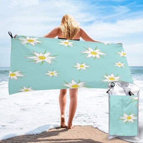 Quick Dry Beach Towel Edelweiss Flowers Microfiber Bath Towel Beach Cushion Swimming Personalized Sand Free Beach Towel