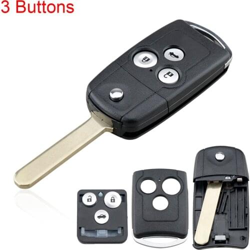 Car Key 3 Buttons Fob Case Shell Replacement Remote Cover Key Flip Folding with HON66 Blade Fit for Honda Civic Accord Jazz CRV