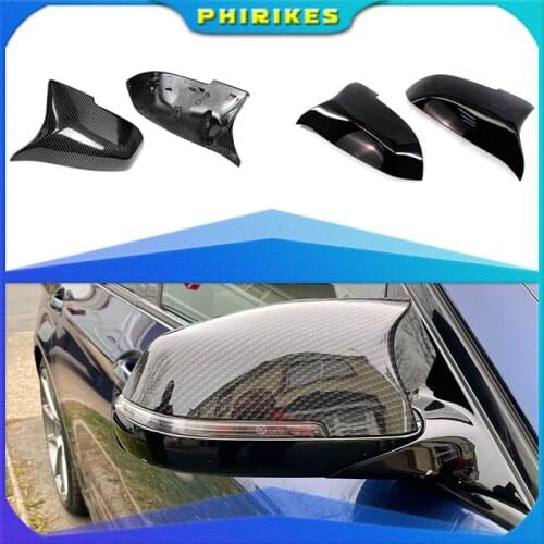 For BMW 5 6 7 Series Black mirror cover F10 F11 F18 F07 F12 F13 F06 F01 F02 LCL Carbon fiber pattern mirror cover