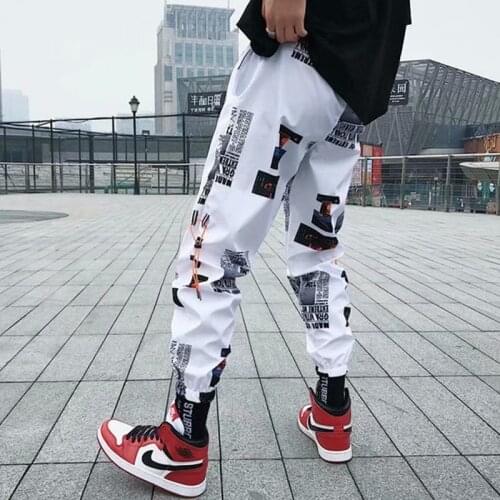 Letter Print Sweatpants For Men 2021 Streetwear Hip Hop Joggers Pants Mens Loose Harem Pants Ankle Length Trousers Sport Casual
