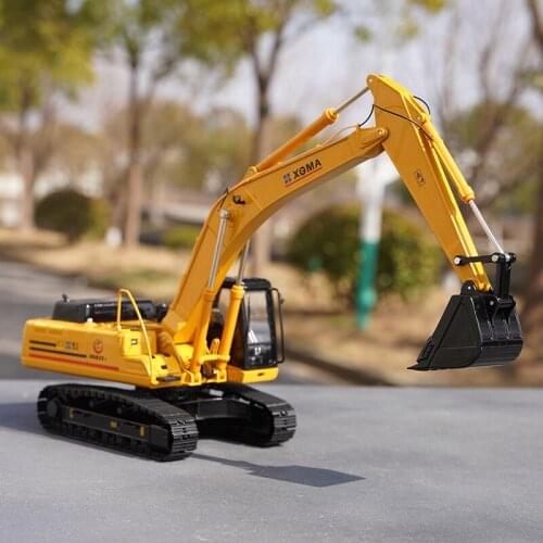 Diecast 1:35 Excavator Digging Machine Hook Alloy Engineering Vehicle Mechanical Model Collection Souvenir Ornaments Display