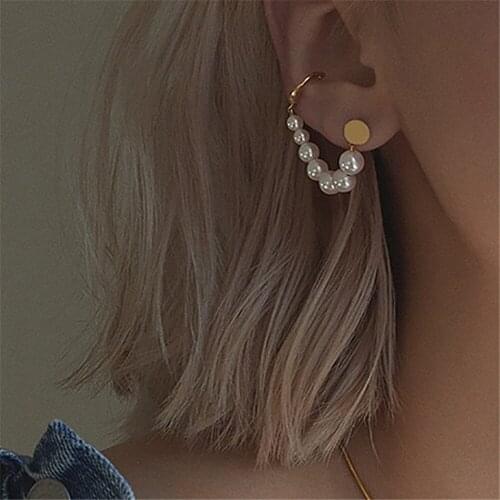 Needle new fashion earstuds small design sense earrings pearl ear hanging earclip simple rear hanging earbone clip