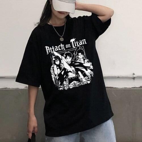 Attack On Titan Japan Anime Print T-Shirt Tops Casual Short Sleeve Tees Summer Women T-Shirt Harajuku Streetwear Gothic T-Shirt
