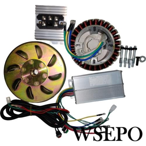 5000W 27 Pole 48V/60V/72V DC Generator Build Kit(stator,rotor,controller,rectiifer etc.) fits on 19mm tapered 55mm output shaft