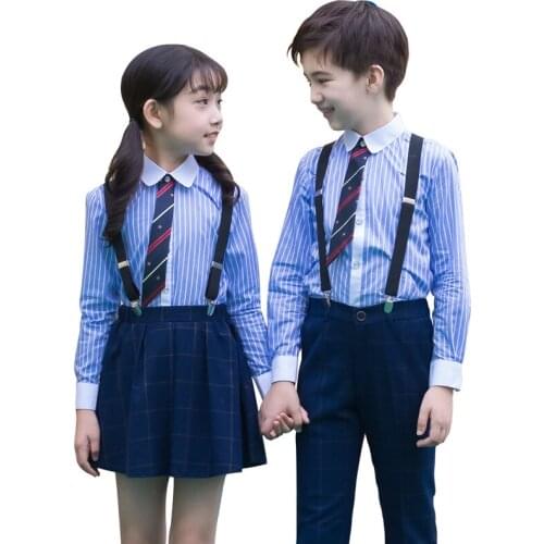 Boys Girls School Uniforms Set Childrens Recital Choir Primary School Performance Clothes Set Kids T-shirt Pants Tie strap 4pcs