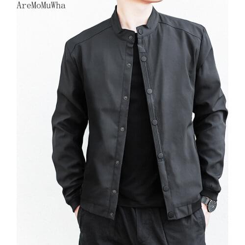 AreMoMuWha Spring Autumn Coat Mens Casual Loose Stand Collar Plus-sized Slim Mens Jacket Mature and Stable Mens Upper M-8XL