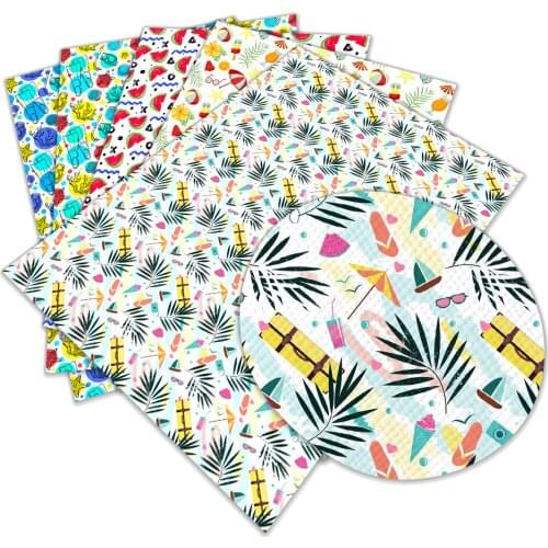Fruit Printed Artificial Leather Summer Style Pattern Sheet for DIY Hair Bow Bags Shoes Crafts Material A4 22*30CM
