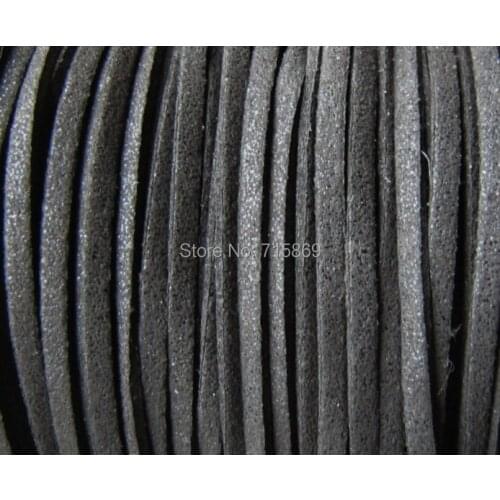 Free Shipp Metallic Black 3mm *1.5mm 10mters Flat Faux Suede Leather Cord for Jewellery Making and Crafts Beads