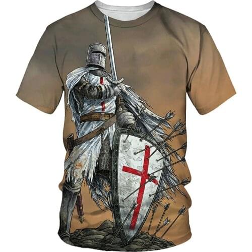 Templar Knight 3D Print Men T-shirt 2021 Summer O Neck Short Sleeve Tees Tops Hero Style Male Clothes Fashion Casual T-shirts