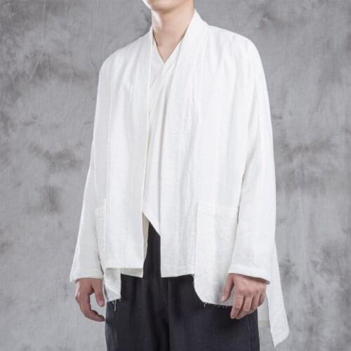 Mens Traditional Chinese Clothing Mens Cotton Linen Cardigan Kung Fu Tai Chi Master Costume Male Fashion Tops Shirts CN-016