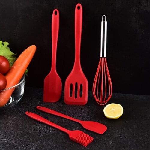 Silicone Cooking Utensils Set Kitchen Turner Silicone Spatula Egg Whisk Basting Brush Non-stick Pastry Baking Cooking Tools Set